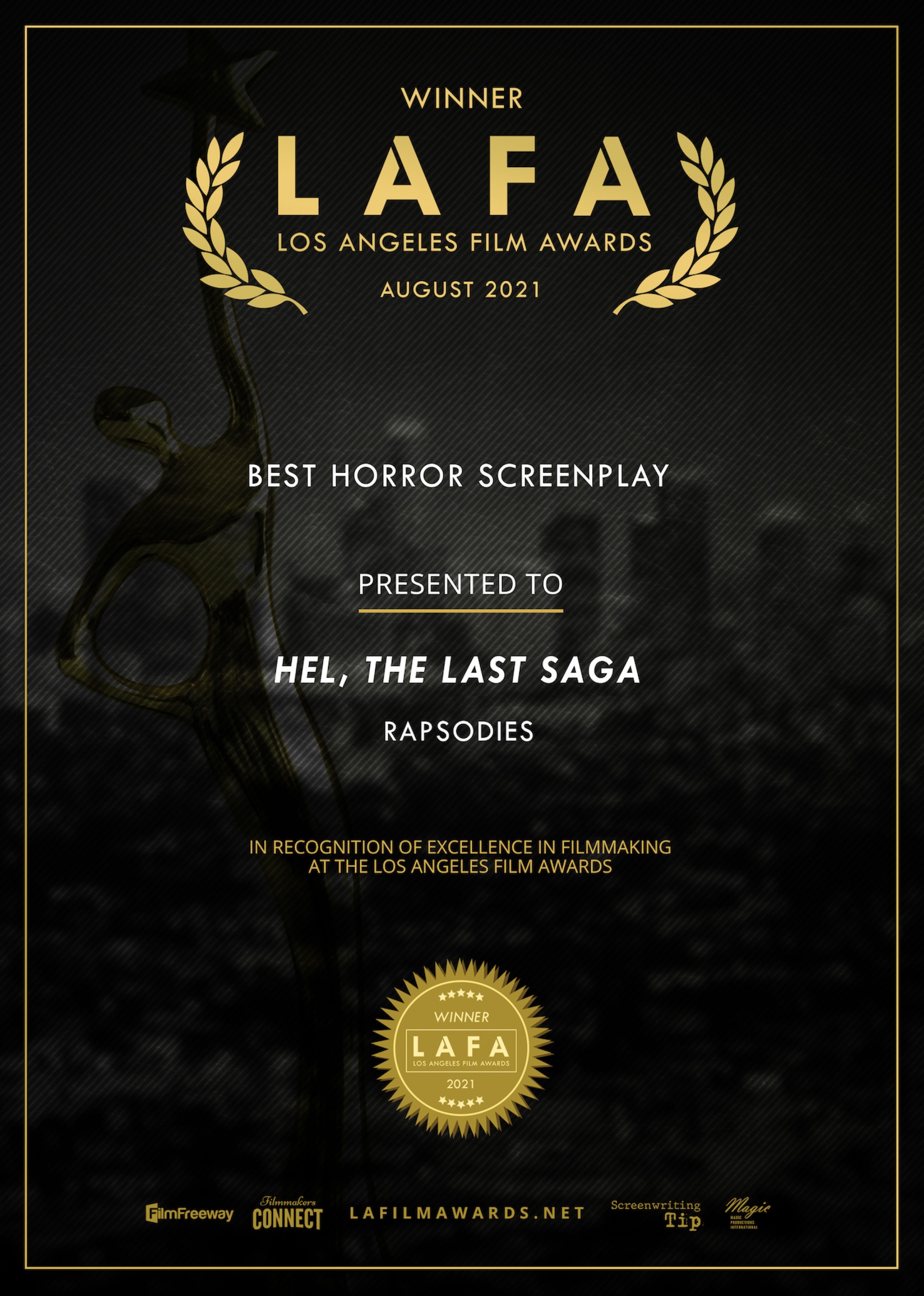 Hel, the last saga - Best Horror Screenplay