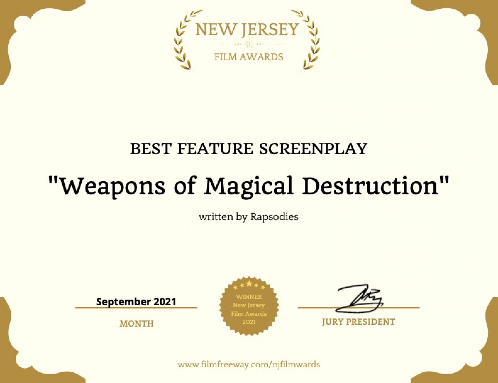 Weapons of Magical Destruction - Best Feature Screenplay