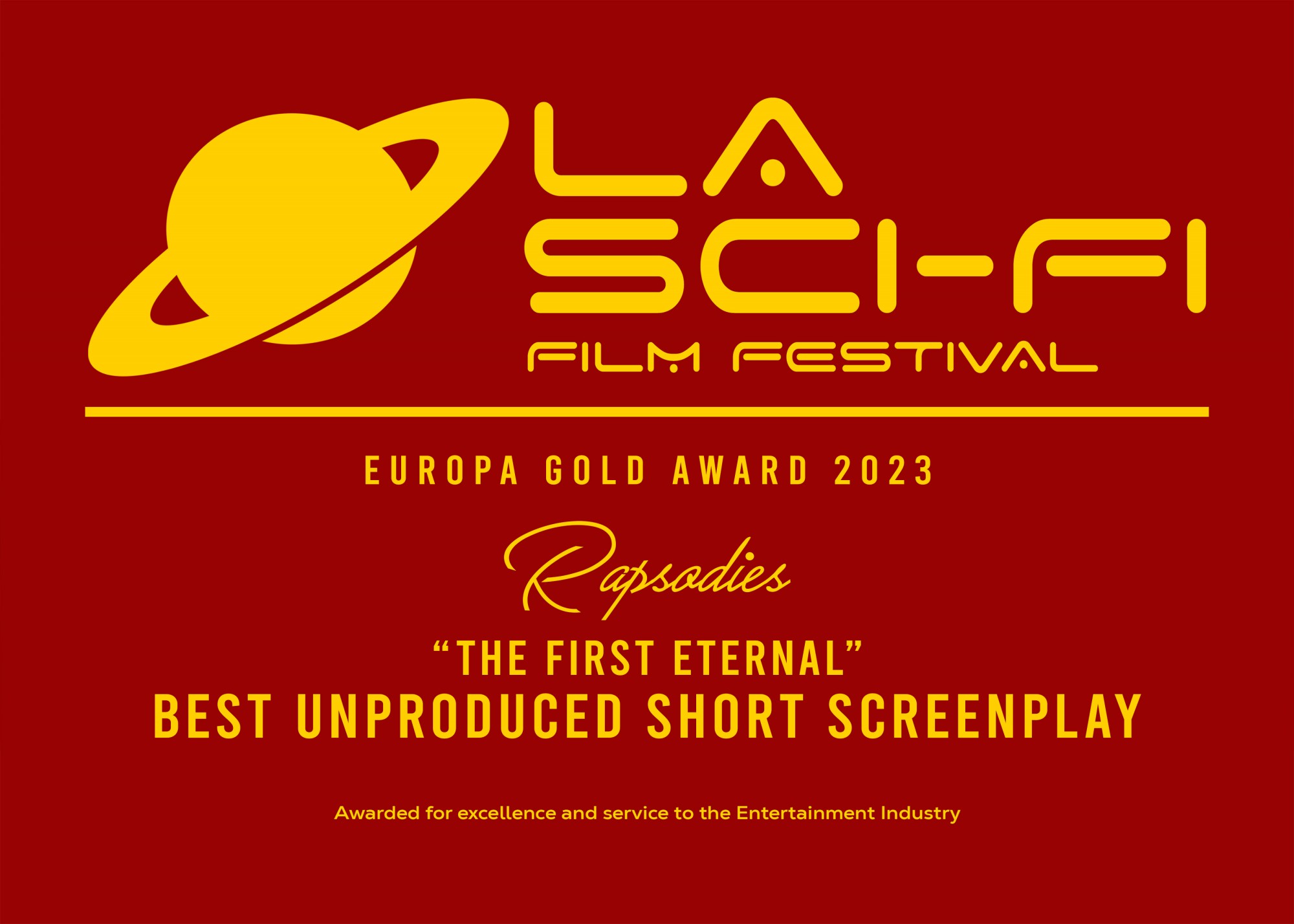 Europa Gold Award 2023 – Best  Unproduced Short Screenplay